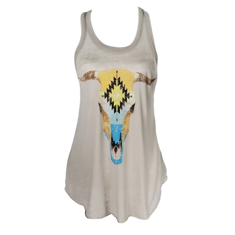 Chaser S Bull Skull Boho Tank Top